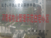 2008年12月17日,，平頂山森林半島被 評為"河南省物業(yè)管理示范住宅小區(qū)"榮譽(yù)稱號。